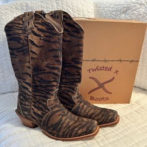 Tiger Print Cowboy Boots - size 6 1/2